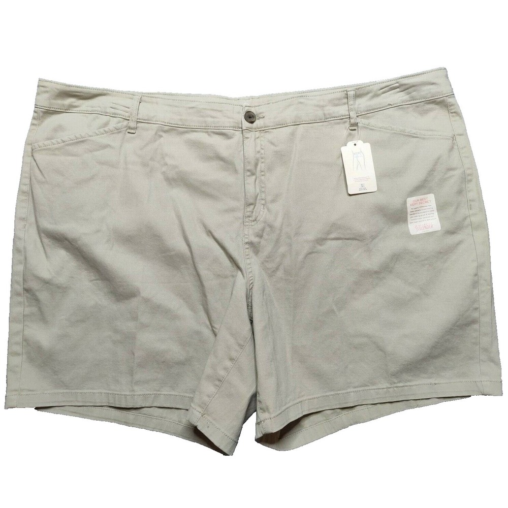 St Johns Bay Women Plus 28W Biscotti‎ Secretly Slender 7" Shorts  NEW